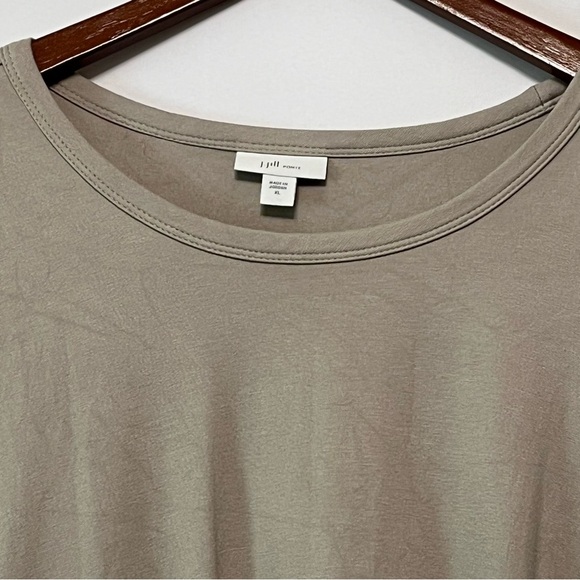 J. JILL Ponte Knit Floral‎ Lace Overlay Tunic Top Womens XL Cottagecore Taupe - Picture 7 of 16